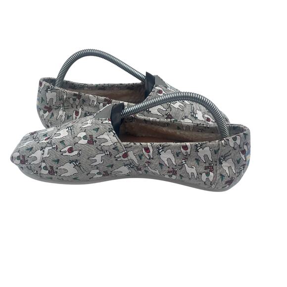 TOMS Venice Fleece Grey Fa La Llama Canvas Slip On Flats Shoes Loafers Womens 9 - Picture 5 of 9